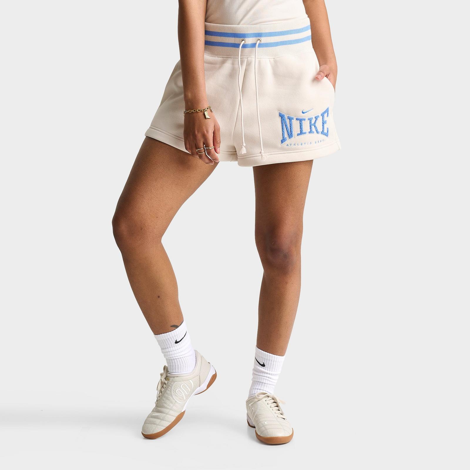 Women's Nike Sportswear Phoenix Fleece 4" High-Waisted Shorts - Light Orewood Brown/University Blue