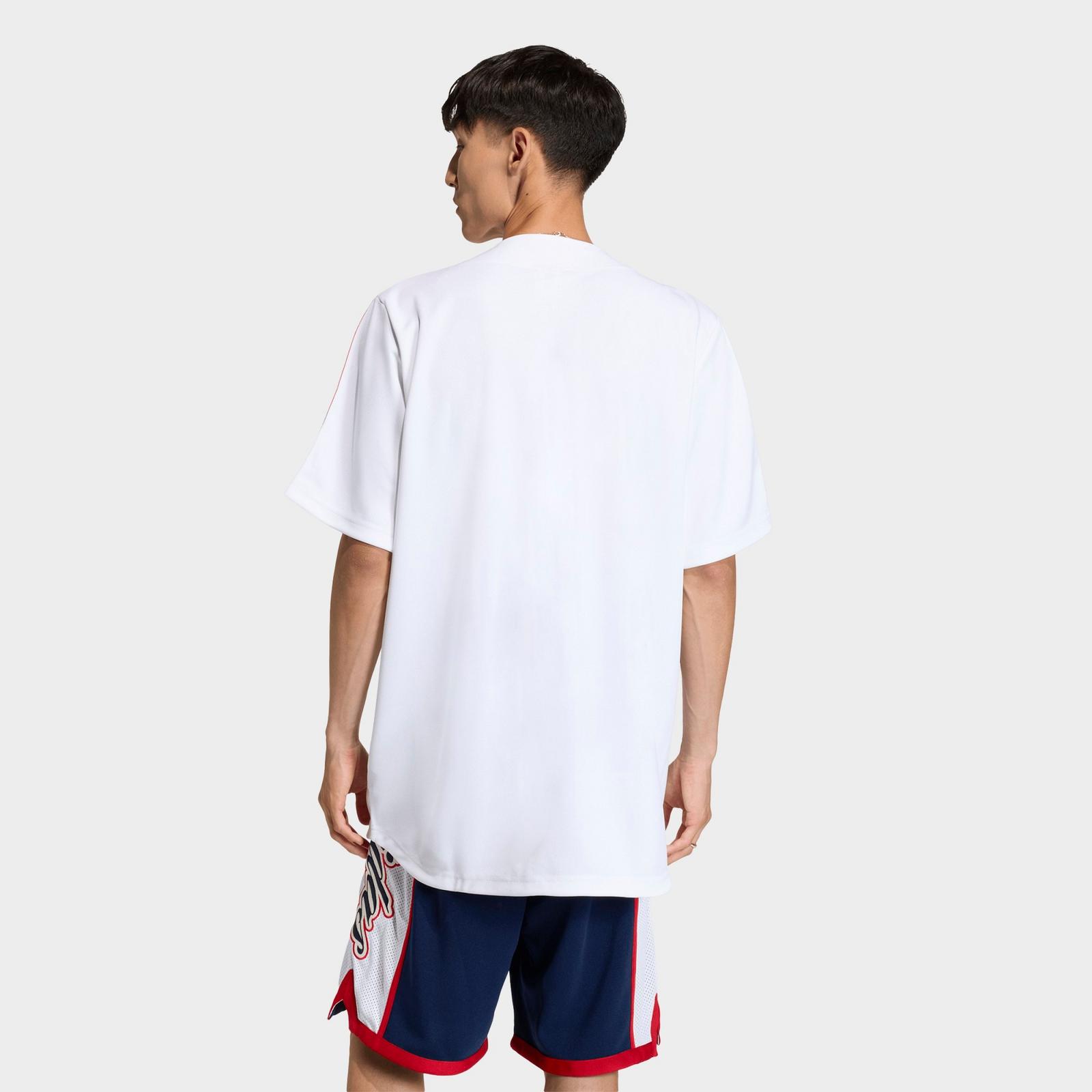 Men's adidas Originals Summer League Varsity Baseball Jersey - White/Better Scarlet - view 3