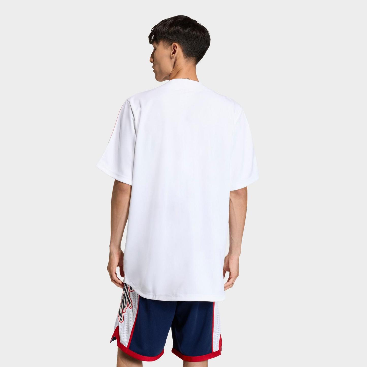 Men's adidas Originals Summer League Varsity Baseball Jersey - White/Better Scarlet - view 3