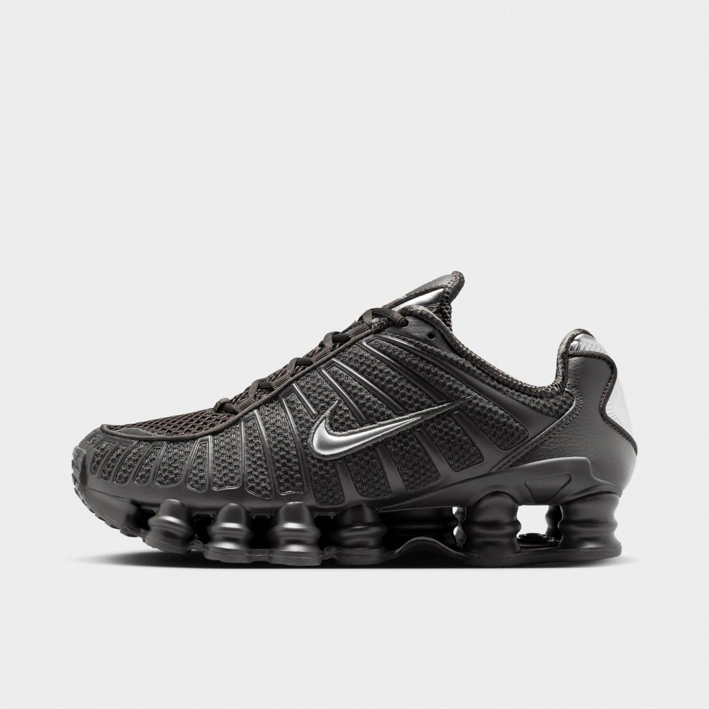 Women's Nithtke Shox TL Casual Shoes - Velvet Brown/Metallic Silver - Left shoe facing left. Outside of the shoe.