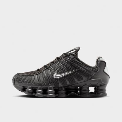 Women's Nithtke Shox TL Casual Shoes - Velvet Brown/Metallic Silver - Left shoe facing left. Outside of the shoe.