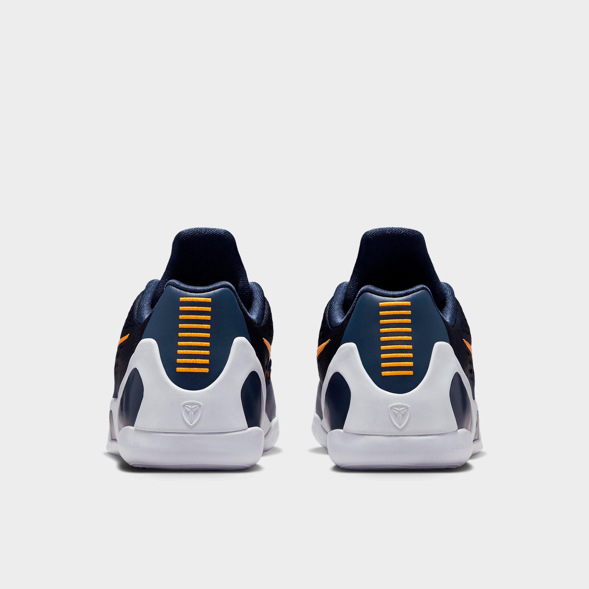 Big Kids' Kobe 9 Low EM Basketball Shoes - Thunder Blue/Laser Orange/Daybreak - Back view