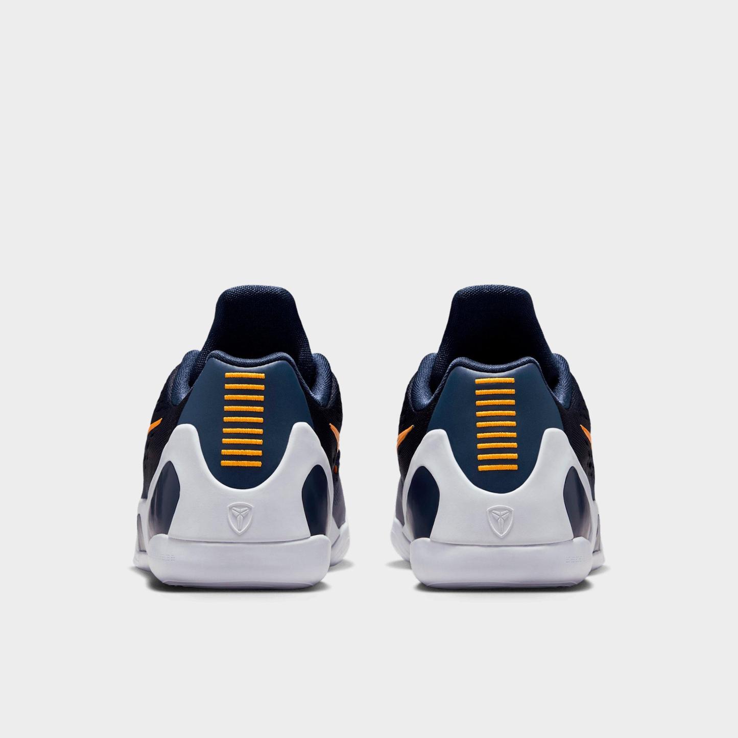 Big Kids' Kobe 9 Low EM Basketball Shoes - Thunder Blue/Laser Orange/Daybreak - Back view