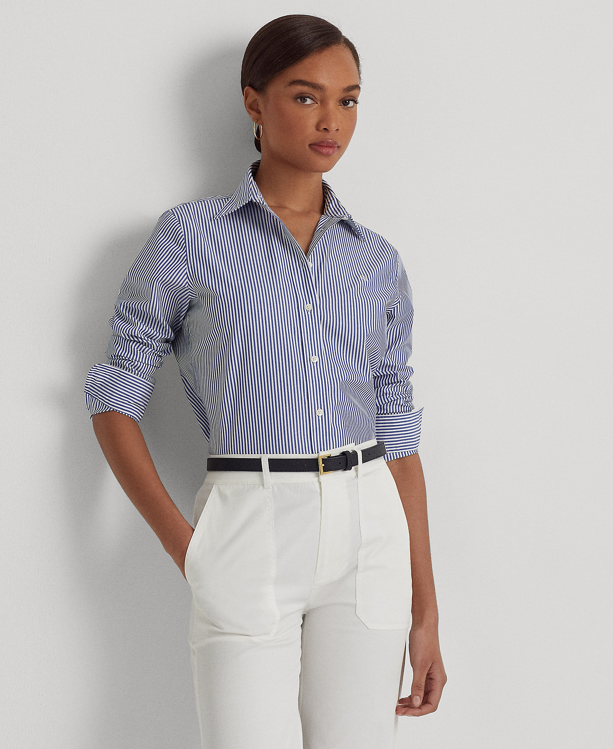 Lauren Ralph Lauren Non-Iron Straight-Fit Shirt - Blue/White