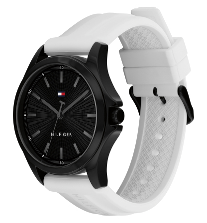 Tommy Hilfiger Men's Quartz White Silicone Strap Watch 42mm - Black