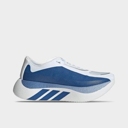Men's adidas Hyperboost Edge Running Shoes - Part 1 - Cloud White/Equipment Blue/Zero Metallic - Left shoe facing left. Outside of the shoe.