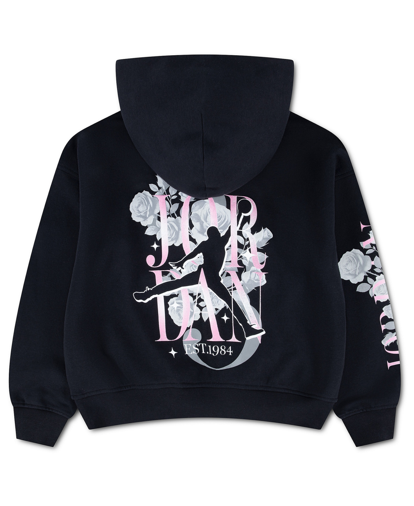 Jordan Girls' 7-16 Floral Stack Pullover Hoodie - Black