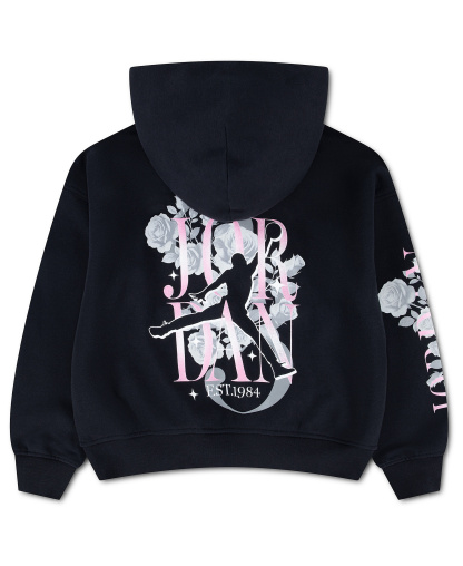 Jordan Girls' 7-16 Floral Stack Pullover Hoodie - Black
