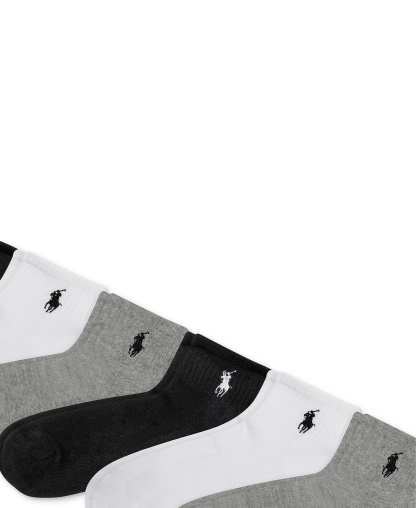 Polo Ralph Lauren Women's 6-Pk. Cushion Quarter Socks - Gray heather assortment