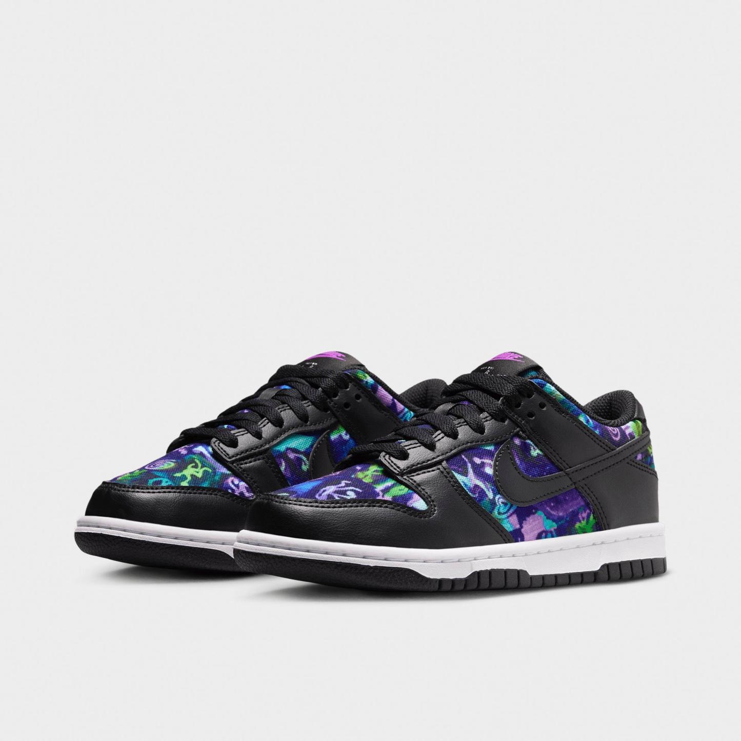 Big Kids' Nithtke Dunk Low Casual Shoes - Part 2 - Multi-Color/Vivid Purple/Metallic Silver/Black - Both shoes facing left