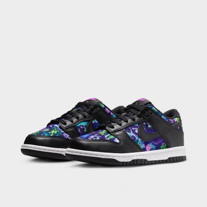 Big Kids' Nithtke Dunk Low Casual Shoes - Part 2 - Multi-Color/Vivid Purple/Metallic Silver/Black - Both shoes facing left