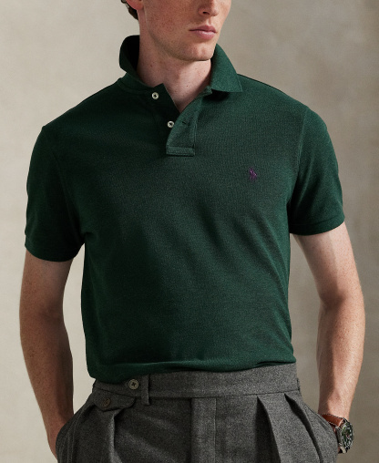 Polo Ralph Lauren Men's Custom Slim-Fit Mesh Polo Shirt - Scotch Pine Heather
