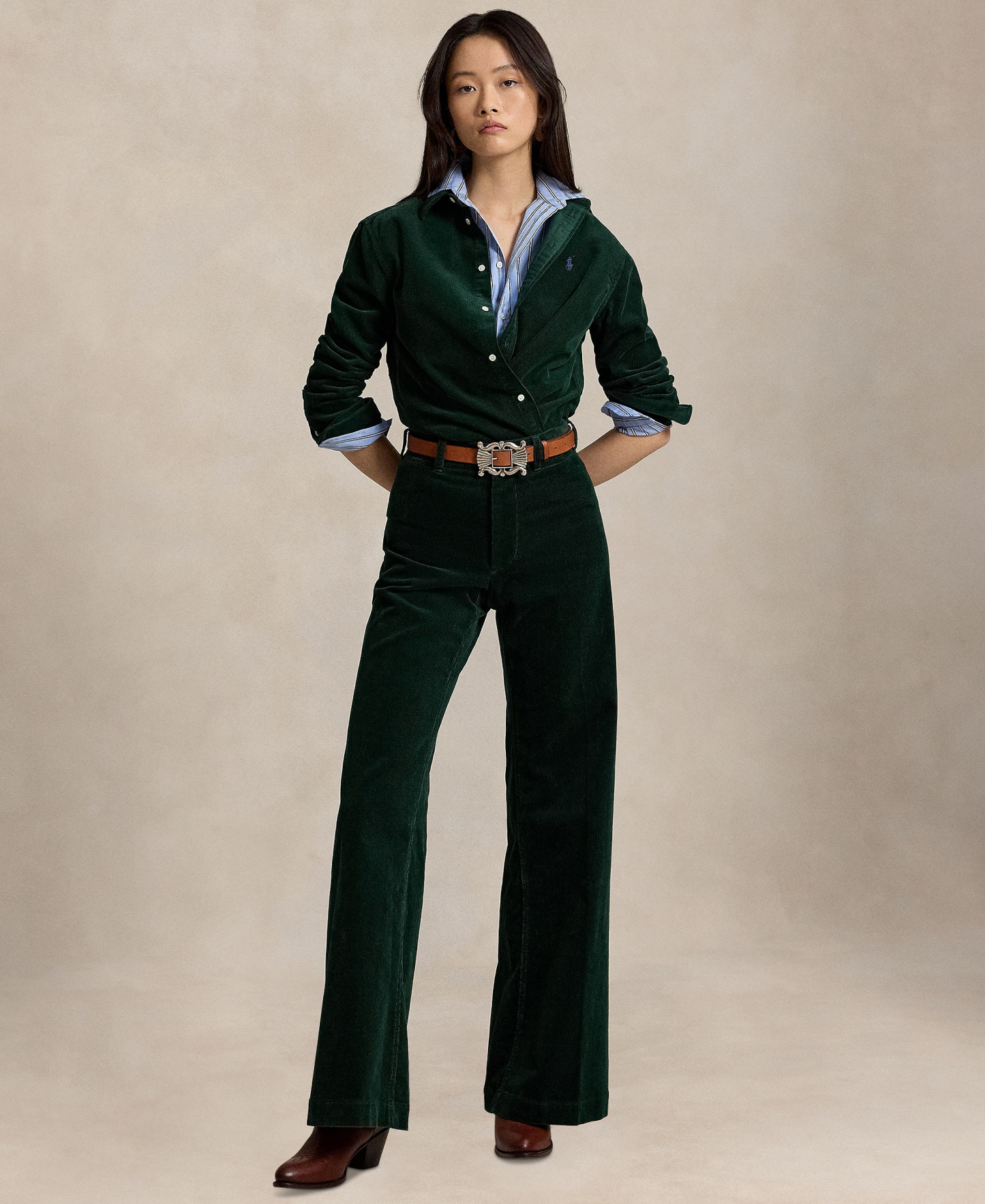Polo Ralph Lauren Women's Classic-Fit Cotton Corduroy Shirt - Dark Green