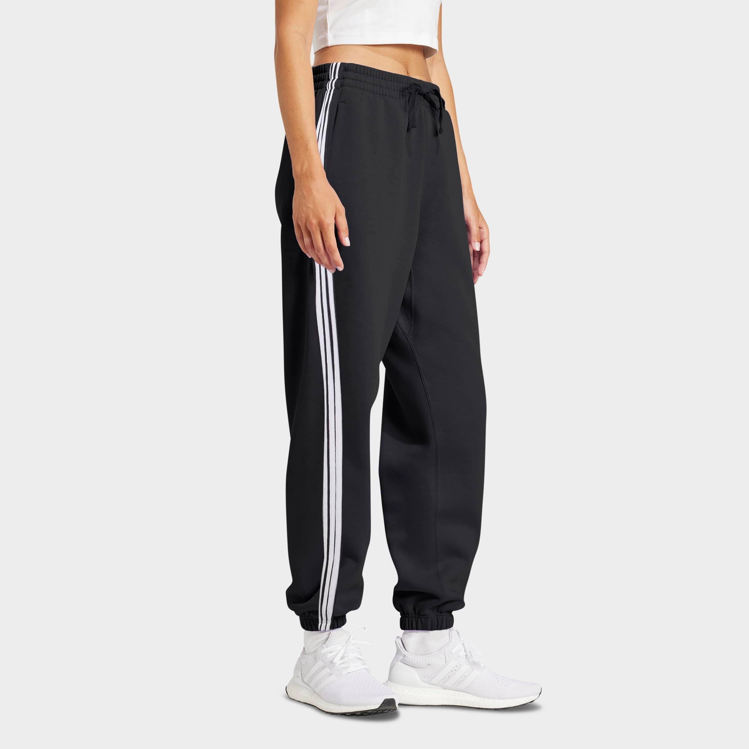 Women's adidas Essentials 3-Stripes French Terry Cuffed Pants - Black/White