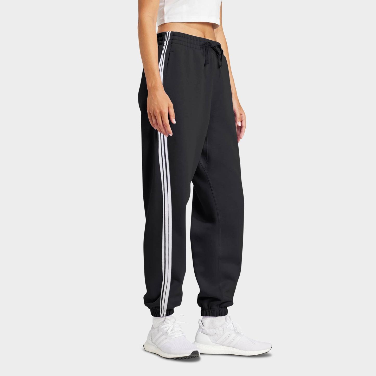 Women's adidas Essentials 3-Stripes French Terry Cuffed Pants - Black/White