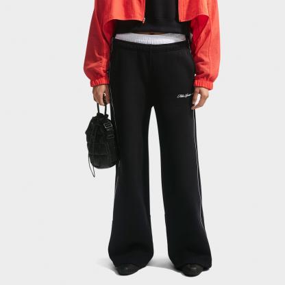 Women's Nithtke Studio Fleece Medium-Weight "Graphic Pack" Mid-Rise Wide-Leg Pants - Total Black/Sail/Total Black