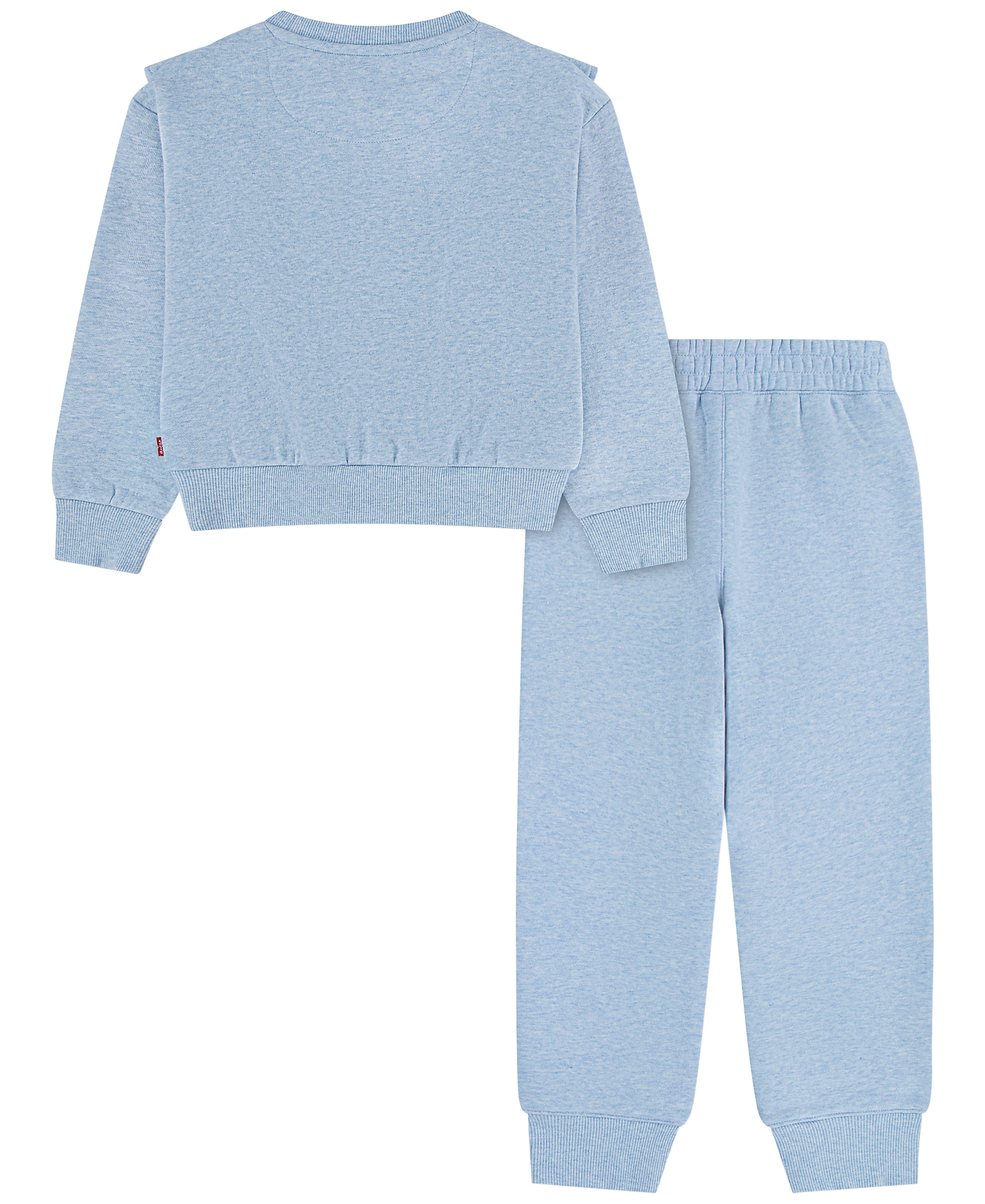 Levi's Girls' 2T-6X Ruffled Crewneck Sweatshirt and Jogger Pants, 2-Piece Set - Levi's Skyway Heather