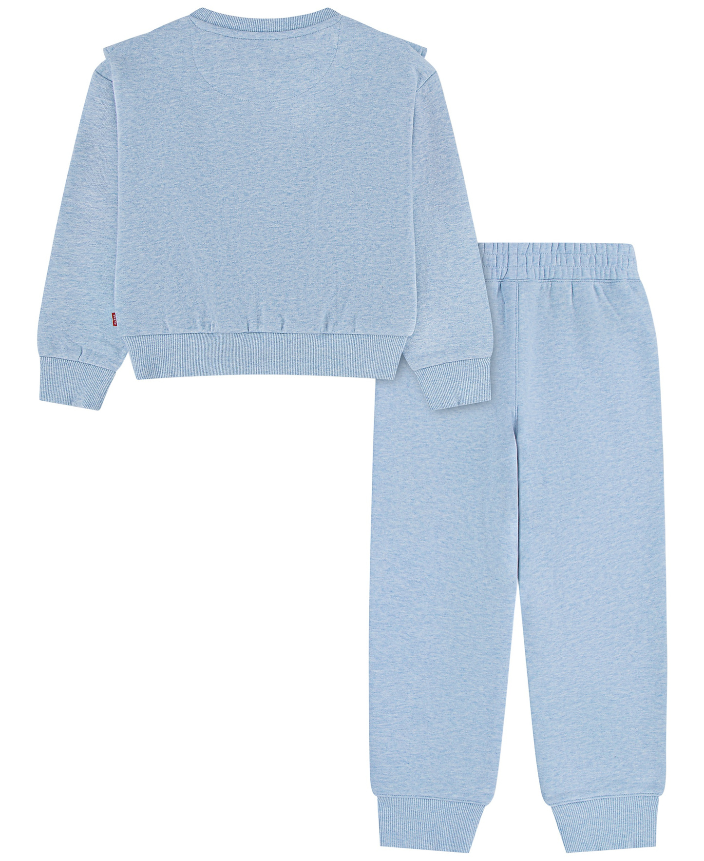 Levi's Girls' 2T-6X Ruffled Crewneck Sweatshirt and Jogger Pants, 2-Piece Set - Levi's Skyway Heather