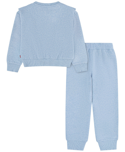 Levi's Girls' 2T-6X Ruffled Crewneck Sweatshirt and Jogger Pants, 2-Piece Set - Levi's Skyway Heather