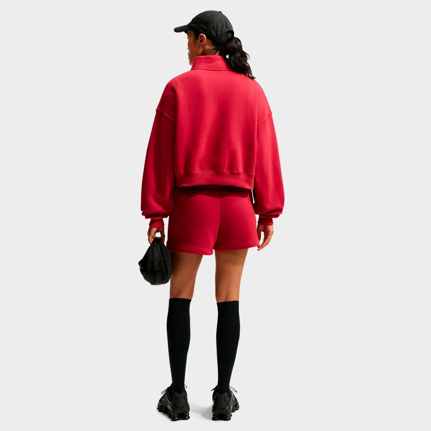 Women's Nithtke Studio Fleece Medium-Weight Oversized Cropped Quarter-Zip Jacket - Tough Red/Sail