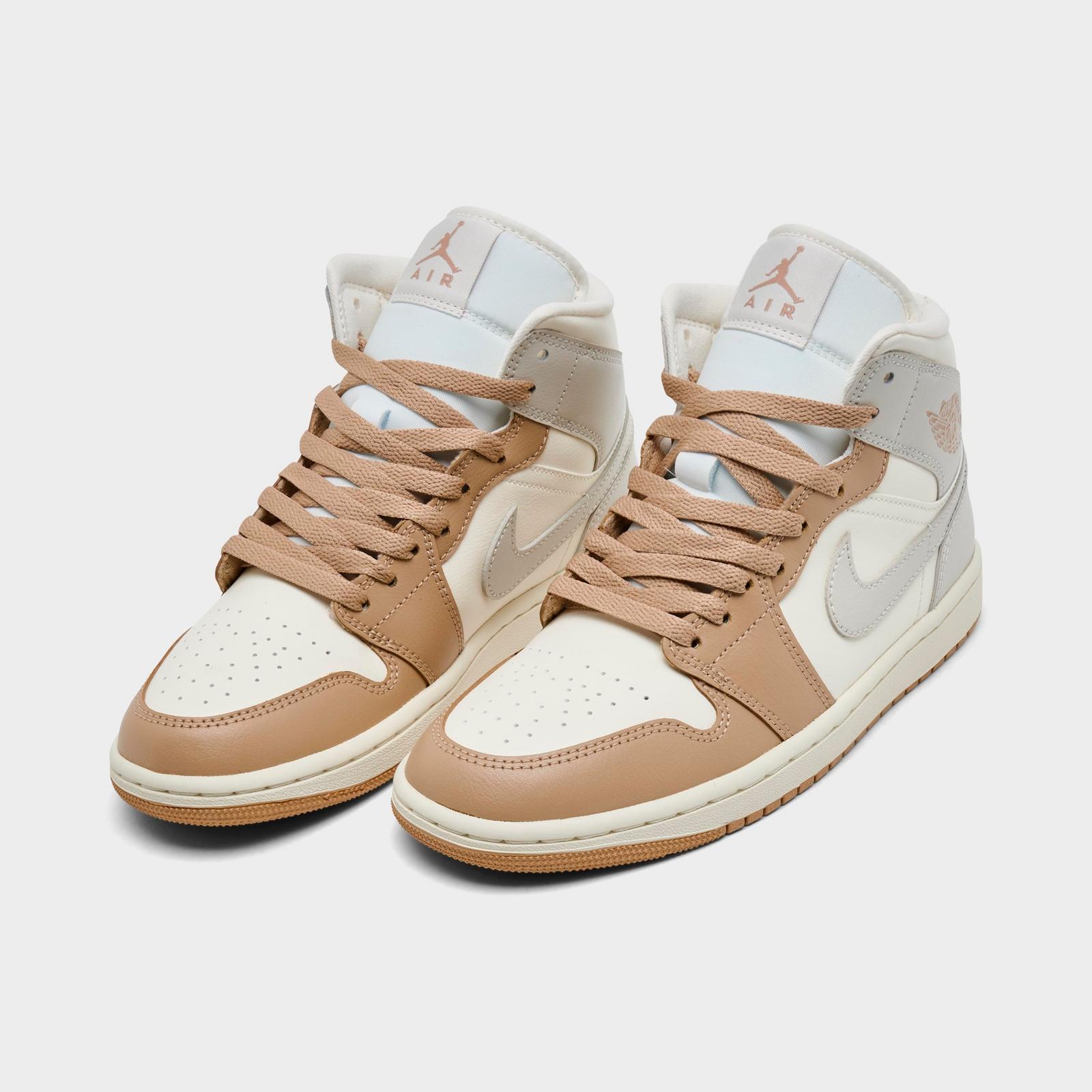 Women's Air Jordan Retro 1 Mid Casual Shoes - Pale Ivory/Hemp/Sail/Light Orewood Brown - view 2