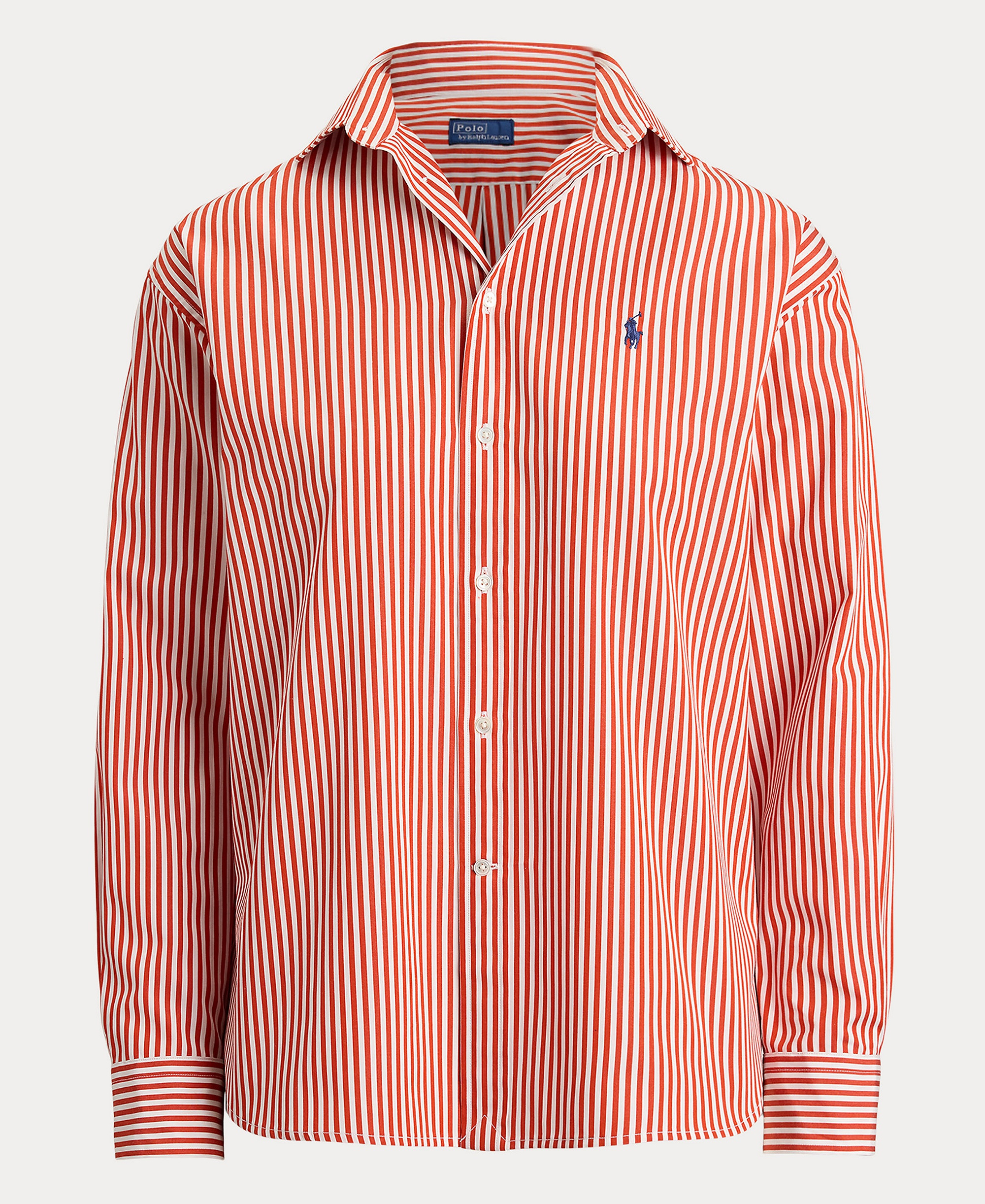 Polo Ralph Lauren Women's Relaxed-Fit Striped Cotton Shirt - Orange/Leaf White