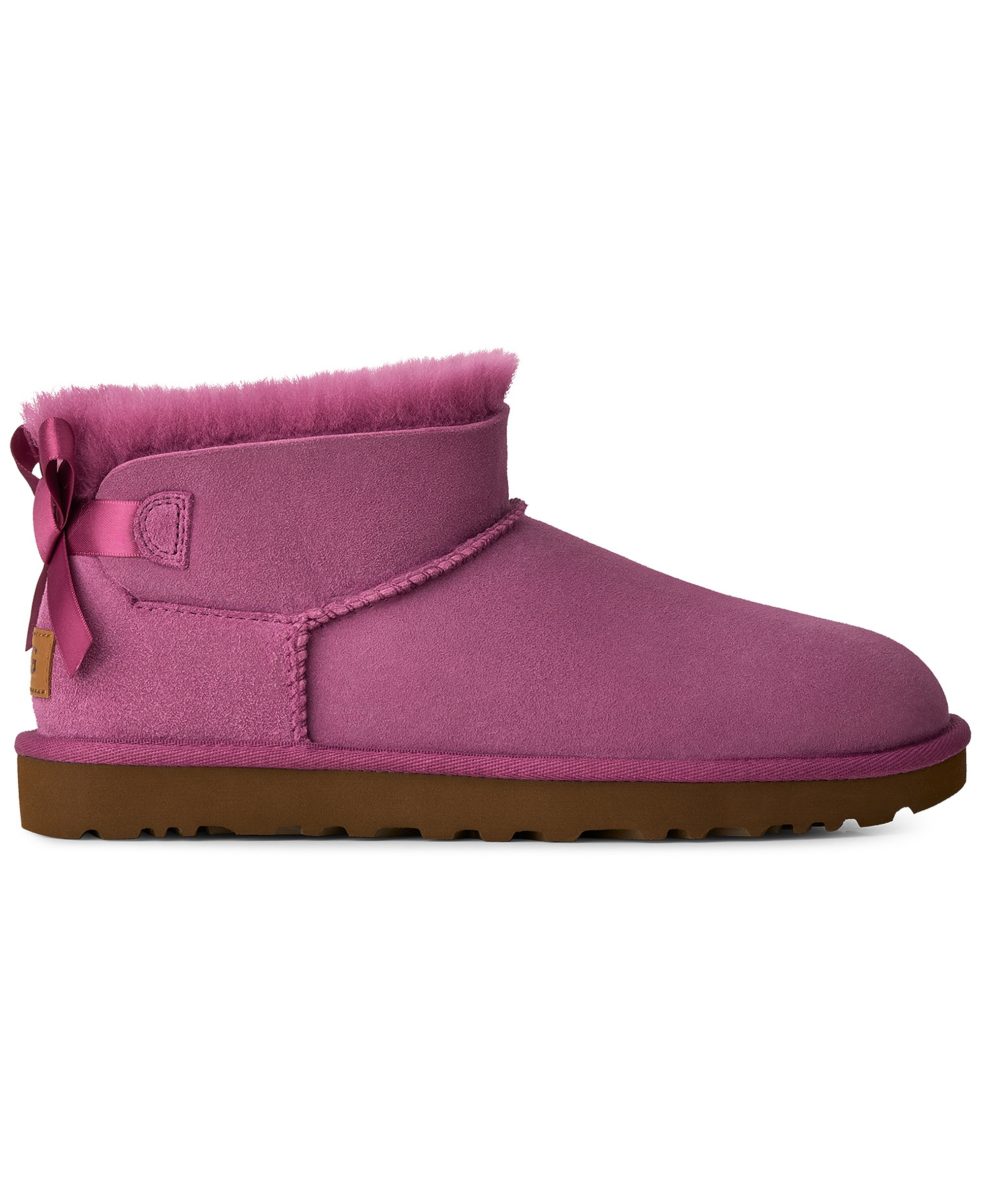 UGG® Women's Ultra Mini Bailey Bow Round Toe Booties - Dark Winterberry