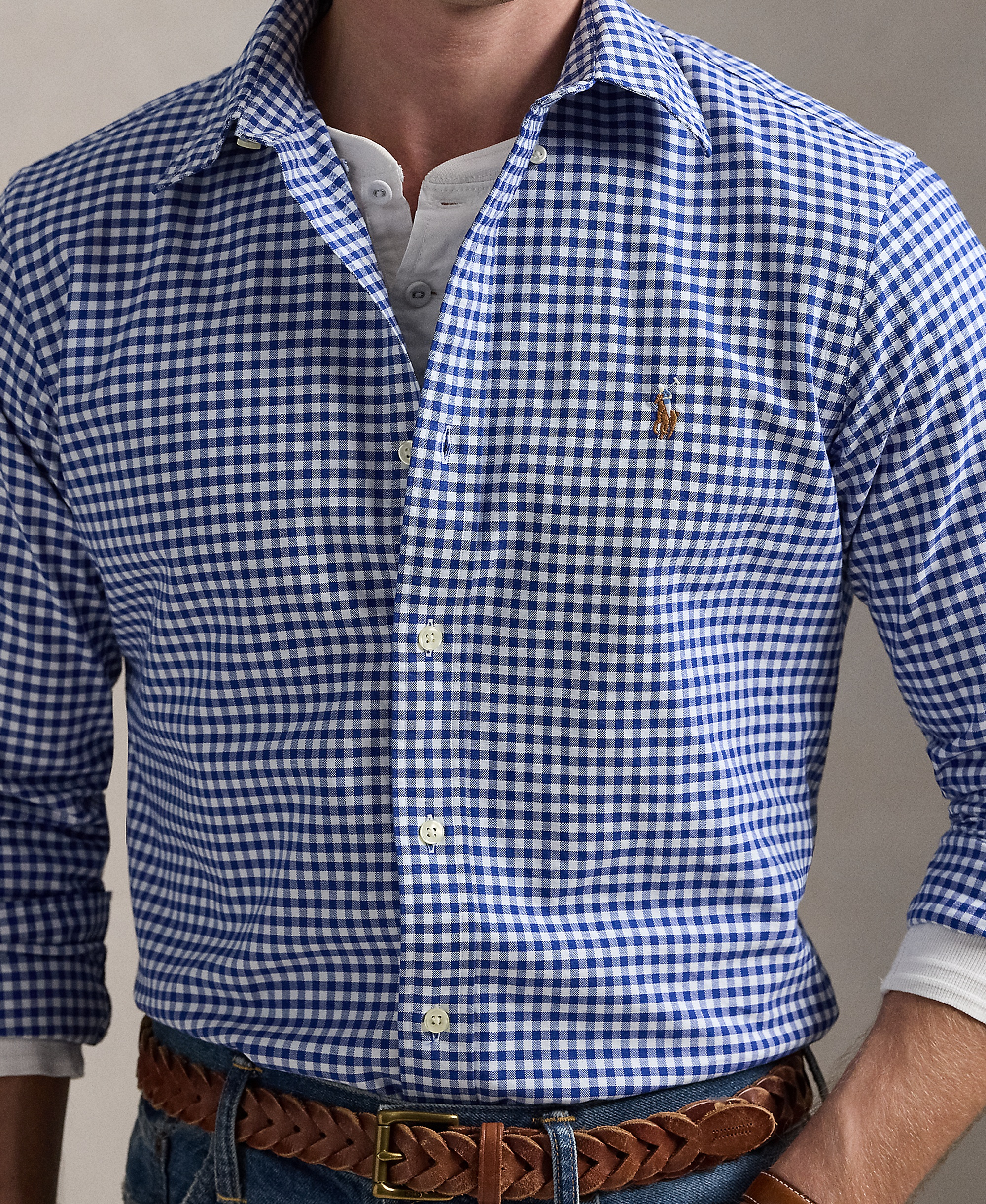 Polo Ralph Lauren Men's Custom Fit Oxford Shirt - Blue/white