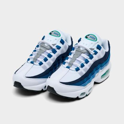 Big Kids' Nike Air Max 95 Big Bubble Casual Shoes - White/Emerald Green/Lake Blue