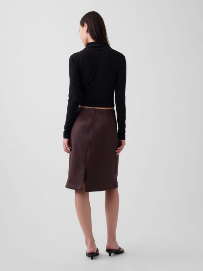 Vegan Suede Pencil Skirt - Terra brown