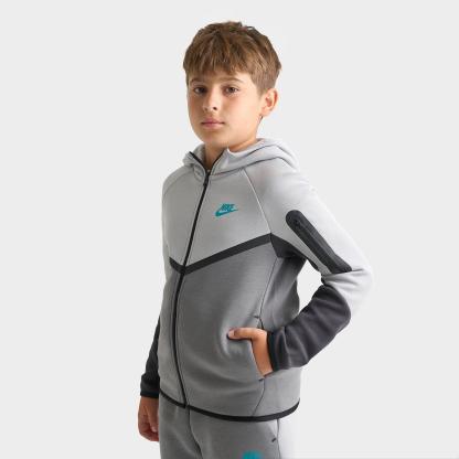 Big Kids' Nithtke Sportswear Tech Fleece Full-Zip Hoodie - Light Smoke Grey/Smoke Grey/Anthracite/Black