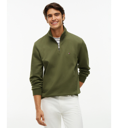 Tommy Hilfiger Men's Essential Intechno Knit Regular-Fit Quarter-Zip Sweatshirt - Hunstman Green