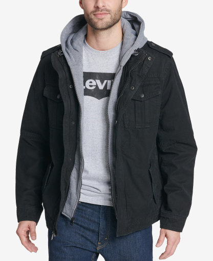 Levi's Men's Two Pocket Hooded Trucker Jacket - Black