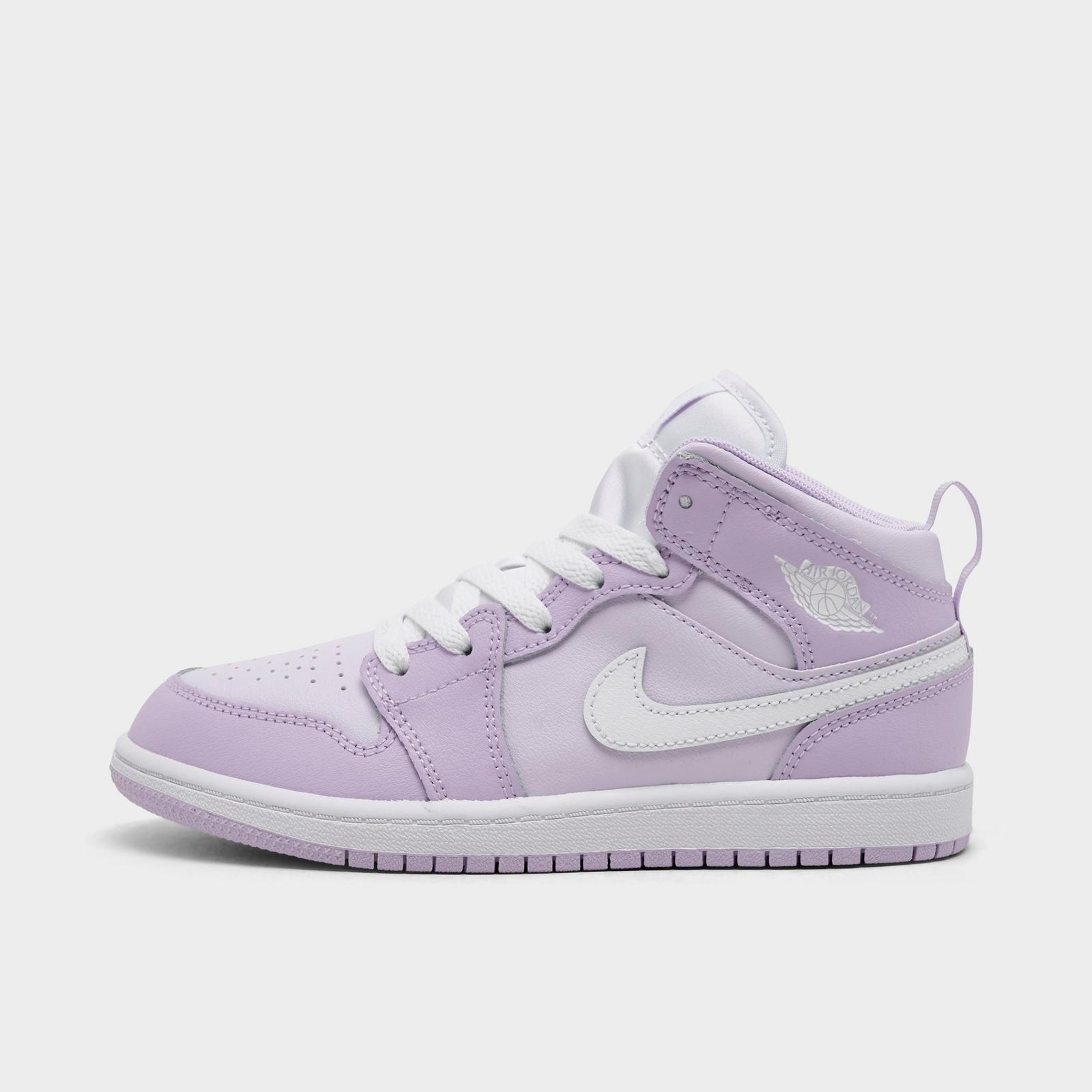 Little Kids' Air Jordan Retro 1 Mid Casual Shoes - Violet Mist/Barely Grape/White - view 1