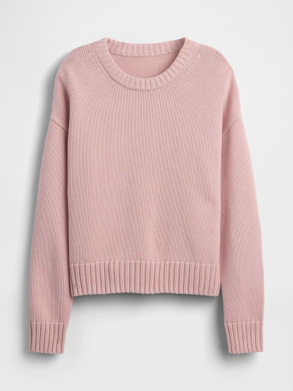 100% Cotton Oversized Crop Sweater - Primitive pink