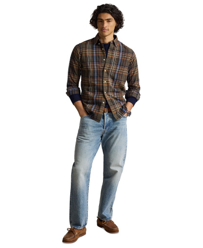Polo Ralph Lauren Men's Classic-Fit Plaid Brushed Oxford Shirt - Olive Brown Multi
