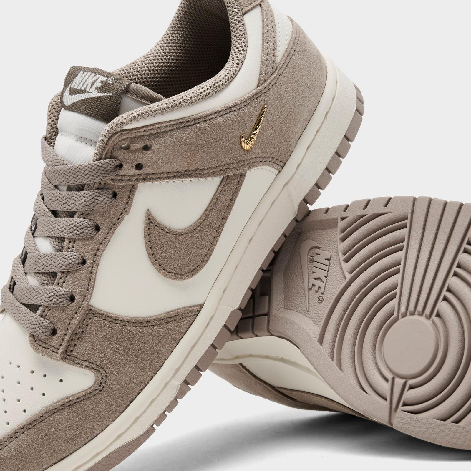 Women's Nike Dunk Low Mini Swoosh Casual Shoes - Sail/Metallic Gold/Malt
