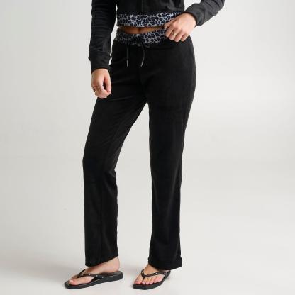 Women's Juicy Couture OG Big Bling Velour Track Pants - Black/Leopard