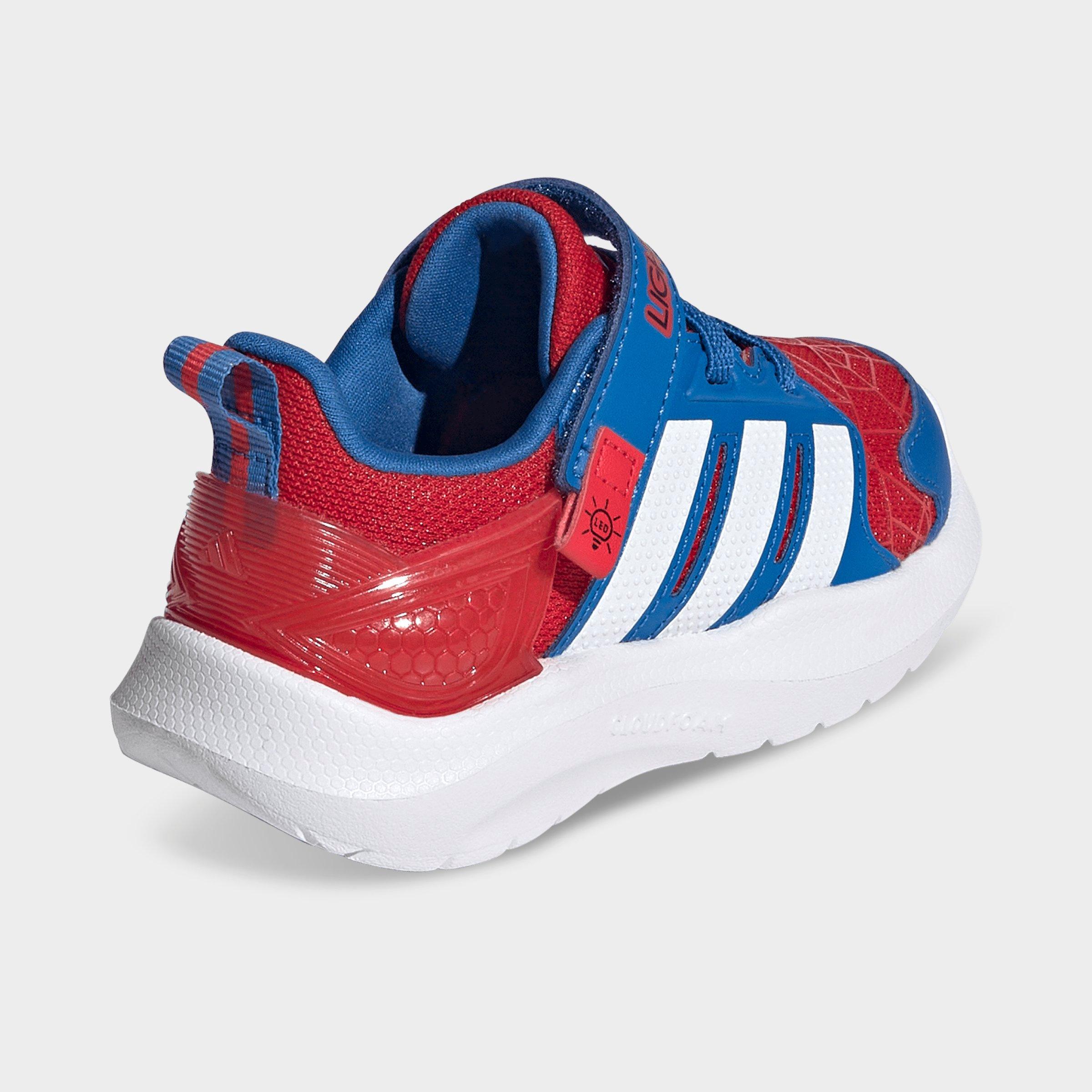 Kids' Toddler adidas x Marvel Spider-Man Lightorama Hook-And-Loop Stretch Lace Casual Shoes - Better Scarlet/Cloud White/Bright Royal - Back view