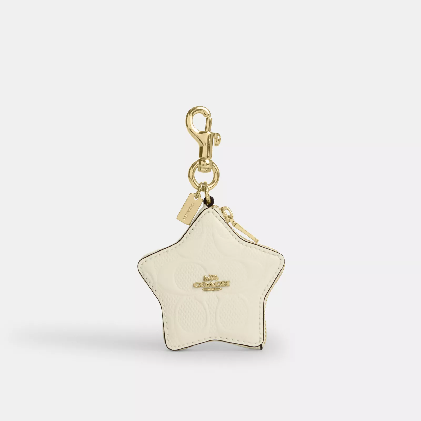 Star Bag Charm In Signature Leather - Gold/Light Lemon