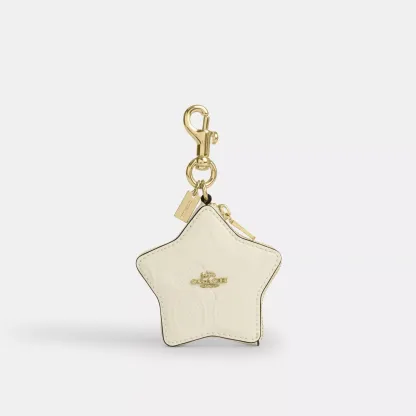 Star Bag Charm In Signature Leather - Gold/Light Lemon