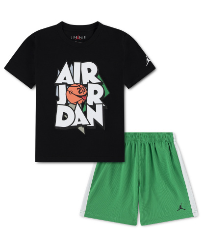 Jordan Boys' 2T-7 Airball Crewneck T-Shirt and Shorts, 2-Piece Set - Green/Black