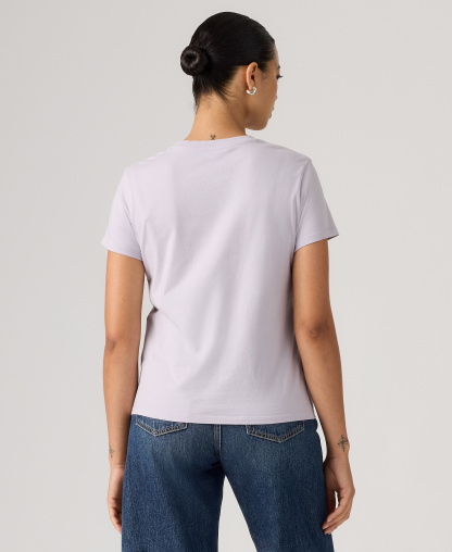 Levi's Women's Perfect Graphic Logo Cotton T-Shirt - Serif Synth Lavender Blue