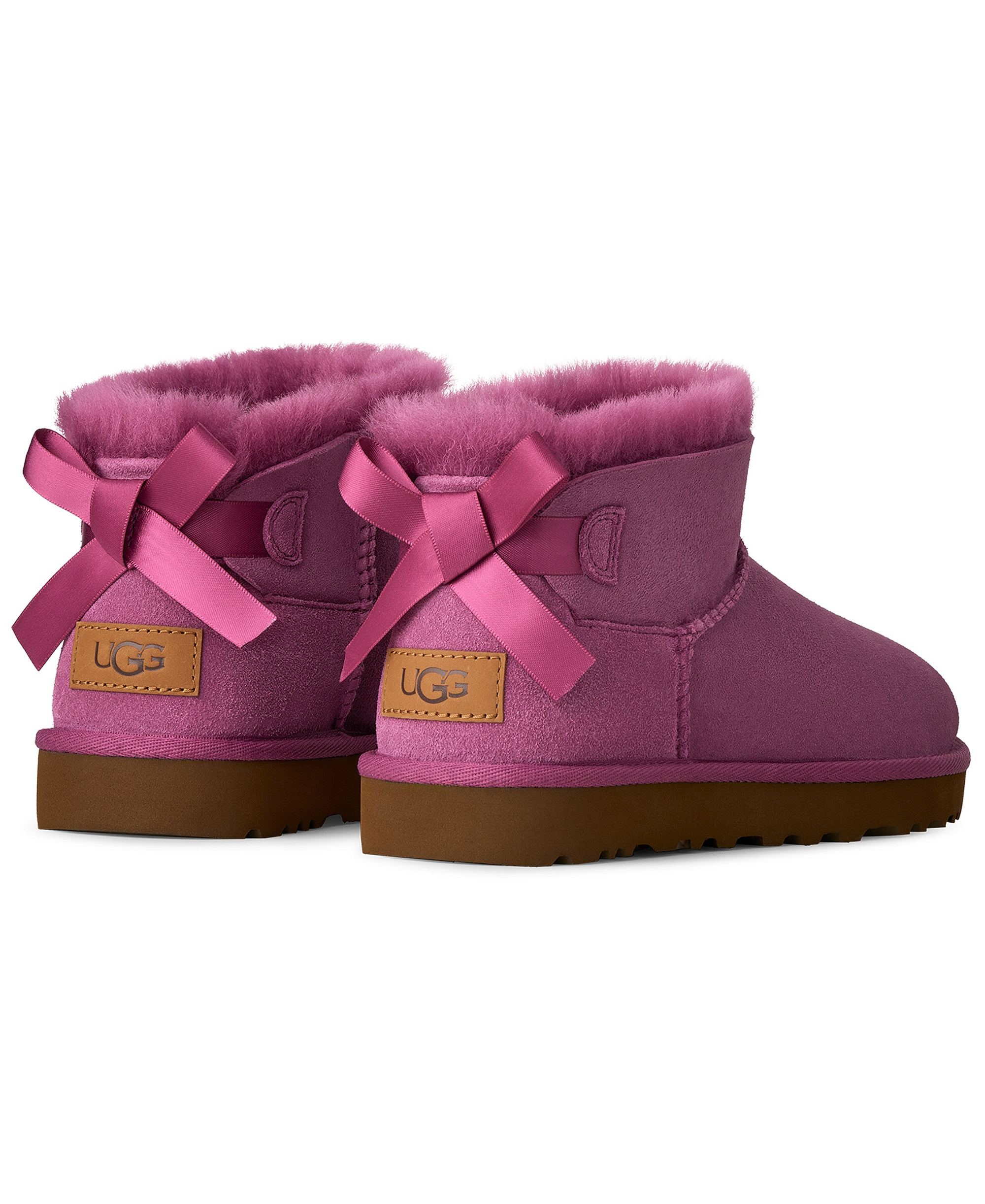UGG® Women's Ultra Mini Bailey Bow Round Toe Booties - Dark Winterberry