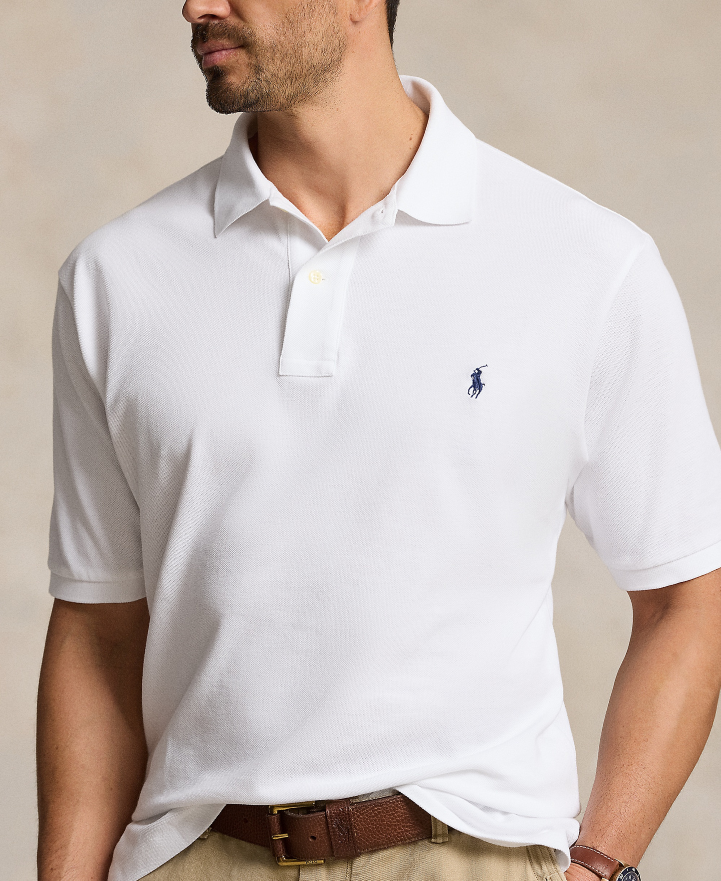 Polo Ralph Lauren Men's Big & Tall Cotton Short-Sleeve Polo Shirt - White
