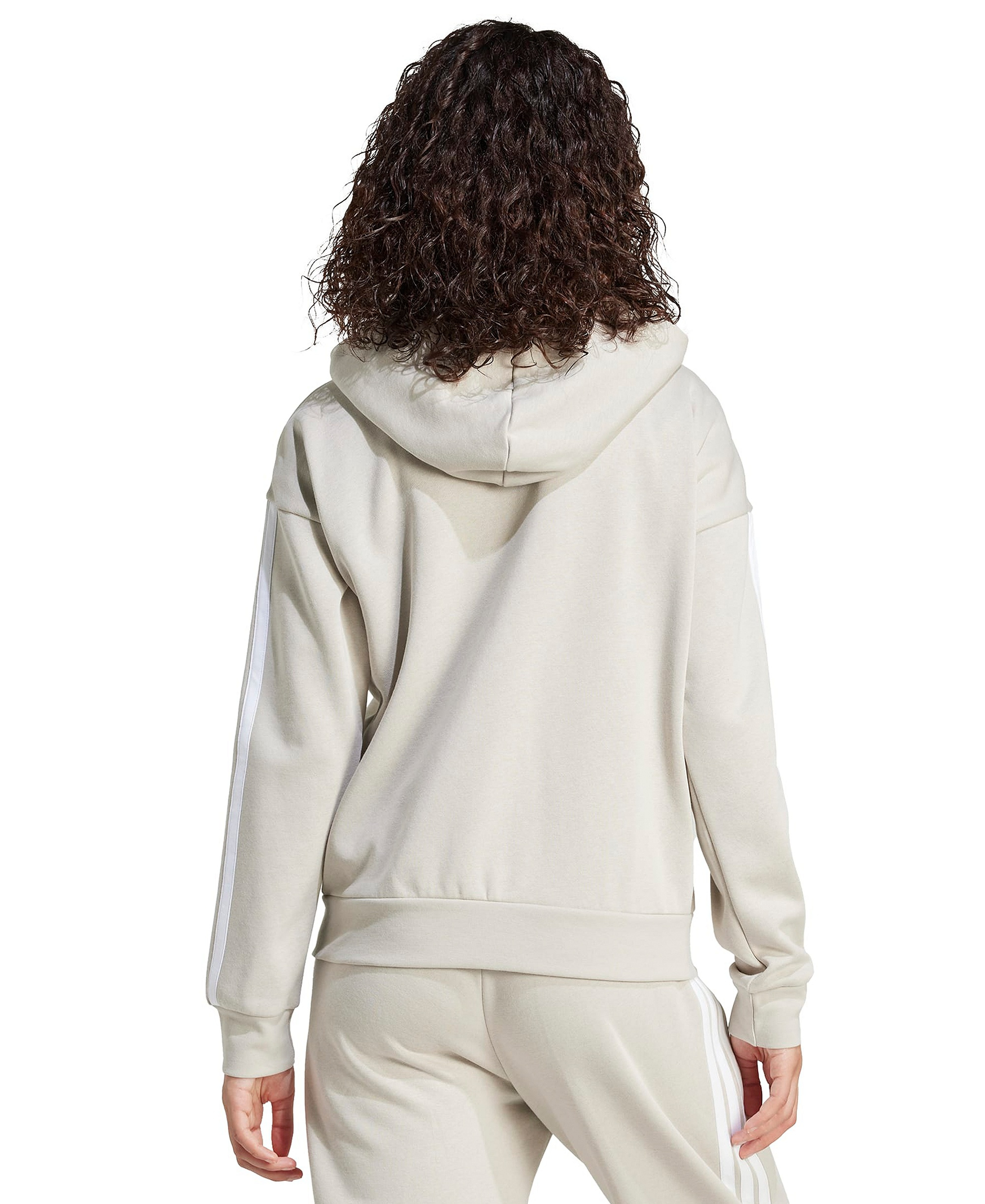 adidas Women's 3-Stripe Fleece Full-Zip Hoodie - Wonder Alumina/White