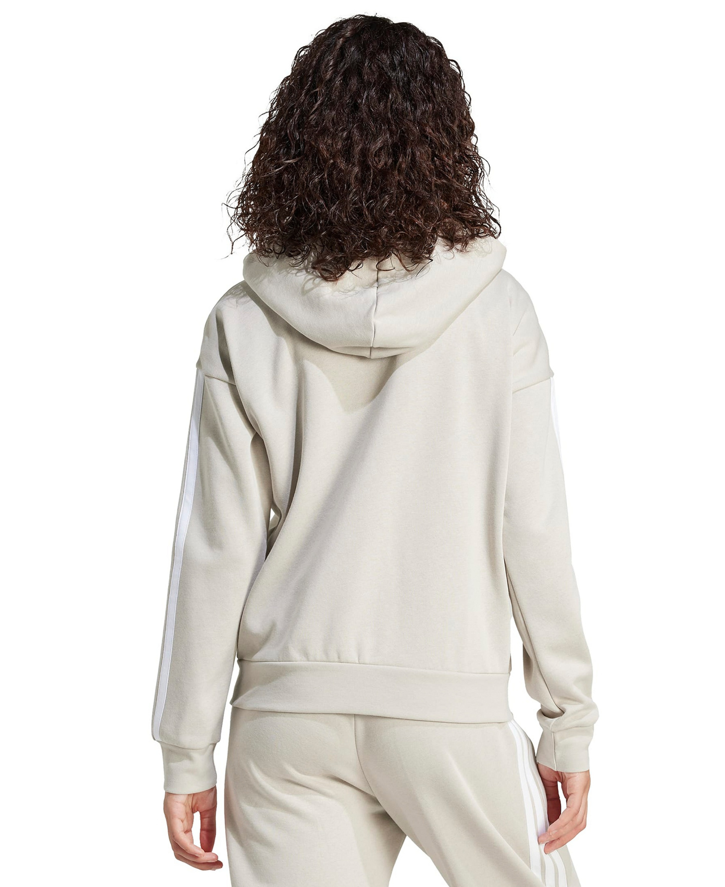 adidas Women's 3-Stripe Fleece Full-Zip Hoodie - Wonder Alumina/White