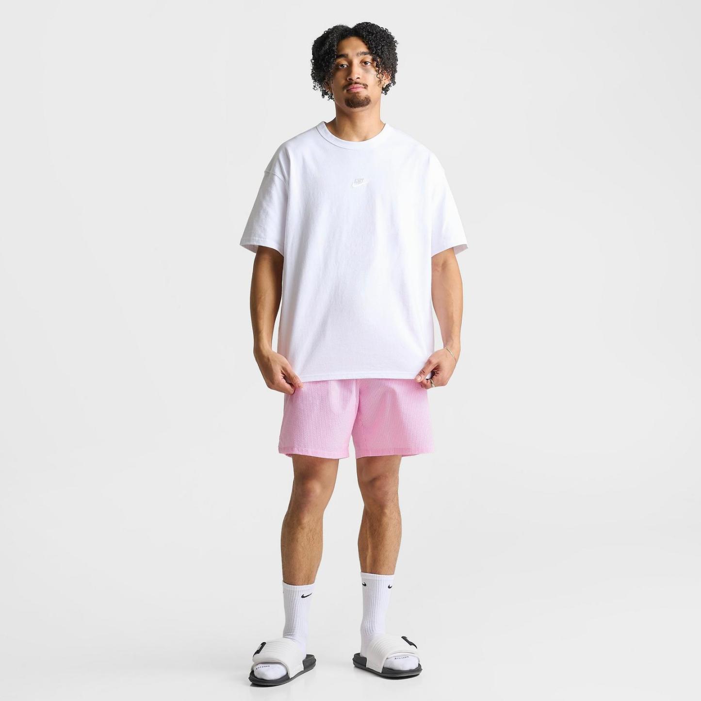 Men's Nike Swim Breaker Seersucker Ripple Brief-Lined 7" Volley Shorts - Pink Glow