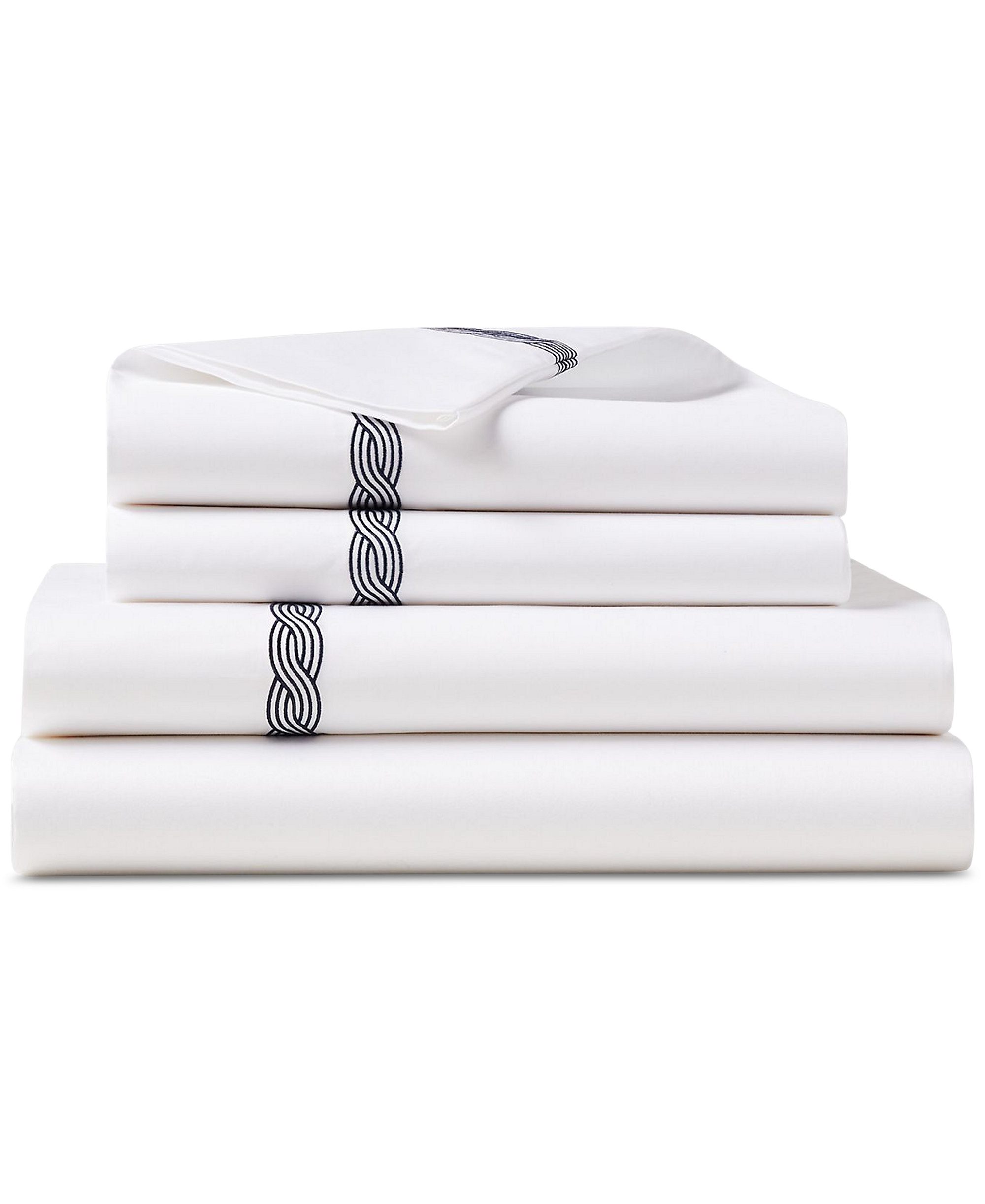 Lauren Ralph Lauren Spencer Cable Embroidery 4-Pc. Sheet Set, Queen - Navy