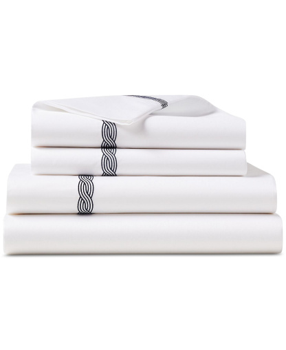 Lauren Ralph Lauren Spencer Cable Embroidery 4-Pc. Sheet Set, Queen - Navy